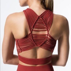 Carbon38 Seminyak Macrome Sports Bra in Red Dahlia